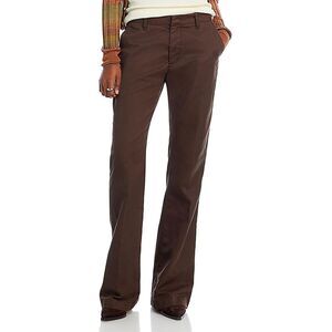 RE/DONE Womens Brown Mid Rise Solid Flare Trouser Pants Trousers NWT